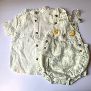 Baby Boy 6M Linen Dress Shirt and Koala Overall Set